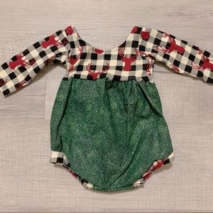 Baby Girl Christmas Buffalo Plaid Deer Bubble